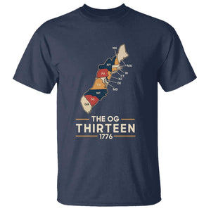 The OG Thirteen 1776 Original Colonies Map T Shirt Funny Retro American History TS02 Navy Print Your Wear