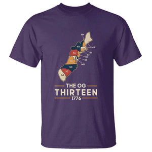 The OG Thirteen 1776 Original Colonies Map T Shirt Funny Retro American History TS02 Purple Print Your Wear