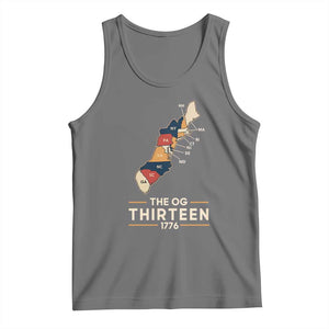 The OG Thirteen 1776 Original Colonies Map Tank Top Funny Retro American History TS02 Black Heather Print Your Wear