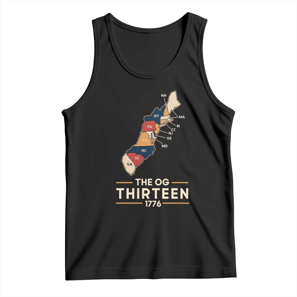 The OG Thirteen 1776 Original Colonies Map Tank Top Funny Retro American History TS02 Black Print Your Wear