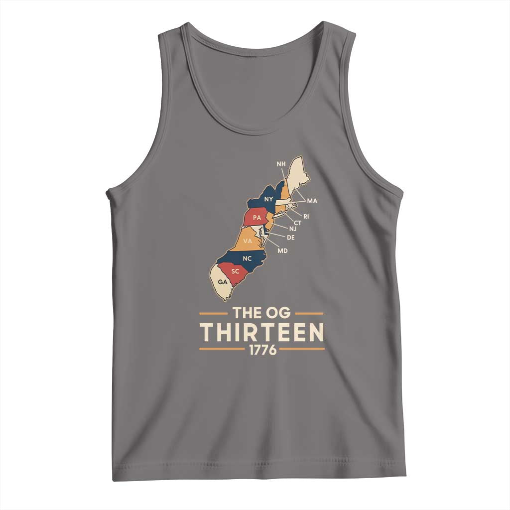 The OG Thirteen 1776 Original Colonies Map Tank Top Funny Retro American History TS02 Deep Heather Print Your Wear