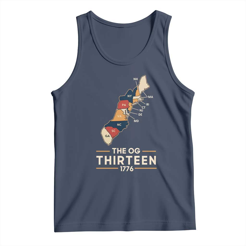 The OG Thirteen 1776 Original Colonies Map Tank Top Funny Retro American History TS02 Navy Print Your Wear