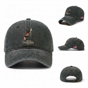 The OG Thirteen 1776 Original Colonies Map Washed Cotton Baseball Cap Funny Retro American History TS02 Washed Cap Universal Fit Dark Green Print Your Wear