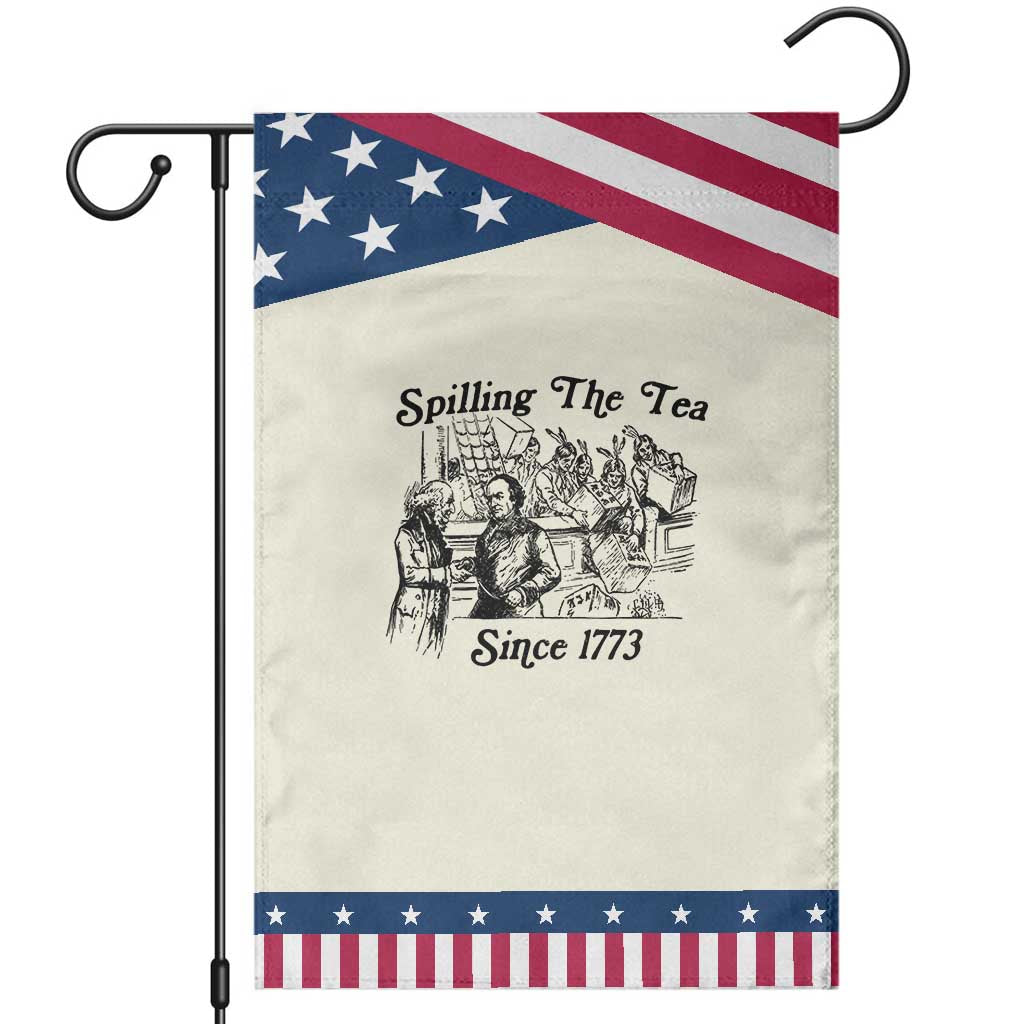 Spilling The Tea Since 1773 Patriotic Garden Flag Boston Tea Party Vintage Historical Sketch Graphic TS02 Modern Beige Blue Print Your Wear