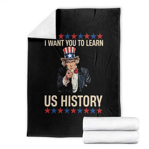Uncle Sam I Want You To Learn US History Throw Blanket Patriotic Teachers Students TS02 Black Print Your Wear