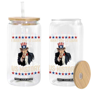 Uncle Sam I Want You To Learn US History Glass Can Patriotic Teachers Students TS02 Print Your Wear