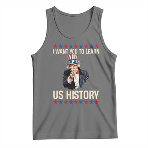 Uncle Sam I Want You To Learn US History Tank Top Patriotic Teachers Students TS02 Black Heather Print Your Wear
