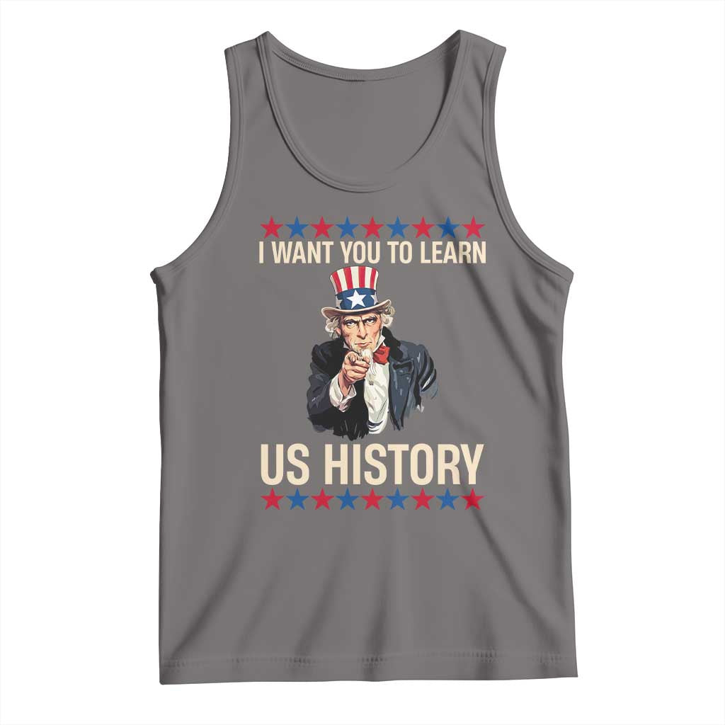 Uncle Sam I Want You To Learn US History Tank Top Patriotic Teachers Students TS02 Deep Heather Print Your Wear