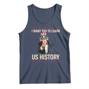Uncle Sam I Want You To Learn US History Tank Top Patriotic Teachers Students TS02 Navy Print Your Wear