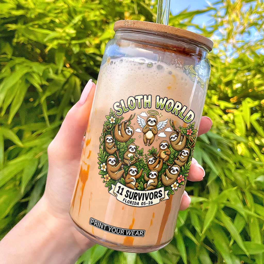Sloth World 11 Survivors Wildlife Awareness Glass Can Florida Animal Rights Protest and Support TS02 Black Print Your Wear