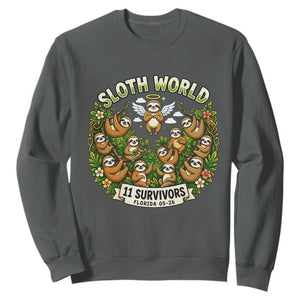 Sloth World 11 Survivors Wildlife Awareness Sweatshirt Florida Animal Rights Protest and Support TS02 Dark Heather Print Your Wear