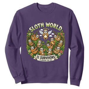 Sloth World 11 Survivors Wildlife Awareness Sweatshirt Florida Animal Rights Protest and Support TS02 Purple Print Your Wear