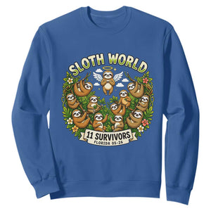 Sloth World 11 Survivors Wildlife Awareness Sweatshirt Florida Animal Rights Protest and Support TS02 Royal Blue Print Your Wear