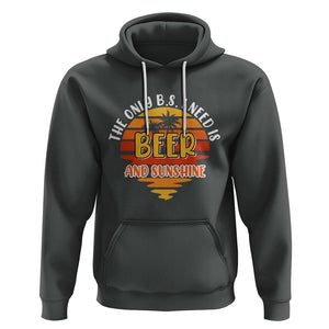 Funny Drinking Hoodie The Only B.S. I Need Is Beer And Sunshine Lover Retro Sunset TS02 Dark Heather Printyourwear