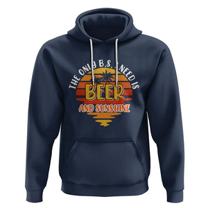 Funny Drinking Hoodie The Only B.S. I Need Is Beer And Sunshine Lover Retro Sunset TS02 Navy Printyourwear