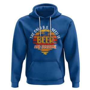 Funny Drinking Hoodie The Only B.S. I Need Is Beer And Sunshine Lover Retro Sunset TS02 Royal Blue Printyourwear