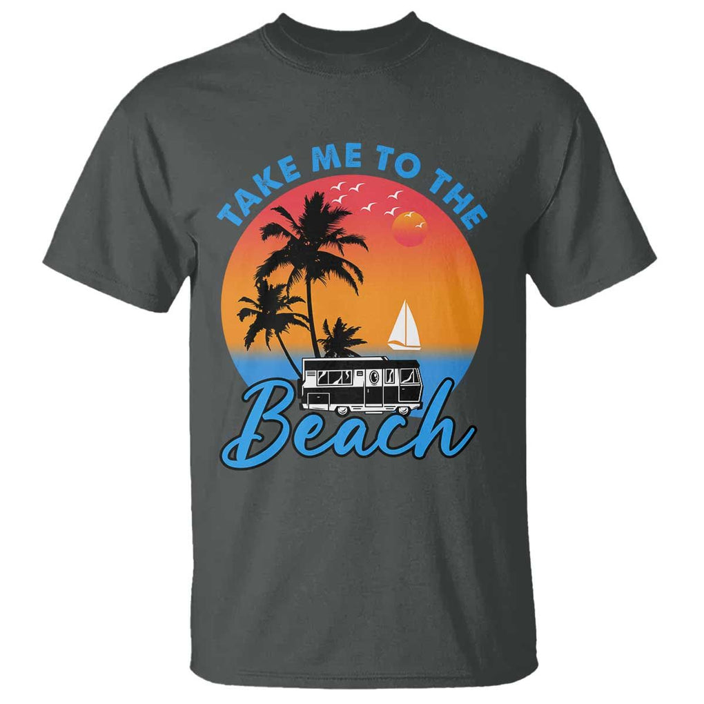 Summer Vibe T Shirt Retro Sunset Take Me To The Beach TS02 Dark Heather Print Your Wear