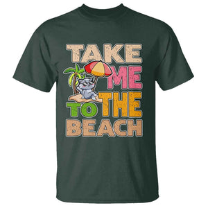 Summer Vibe Funny Cat T Shirt Take Me To The Beach TS02 Dark Forest Green Print Your Wear