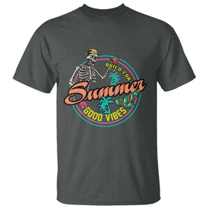 Summer Vibe Skeleton T Shirt Build For Summer Good Vibes Chilln' TS02 Dark Heather Print Your Wear