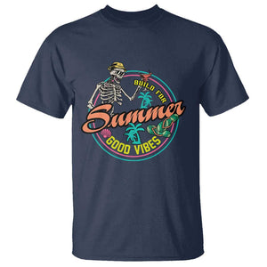 Summer Vibe Skeleton T Shirt Build For Summer Good Vibes Chilln' TS02 Navy Print Your Wear