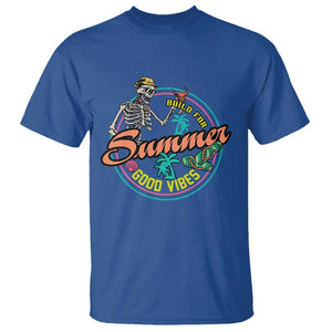 Summer Vibe Skeleton T Shirt Build For Summer Good Vibes Chilln' TS02 Royal Blue Print Your Wear