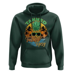 Summer Vibe Hoodie Tanned Tatted Tipsy Funny Pineapple Retro Sunset TS02 Dark Forest Green Print Your Wear