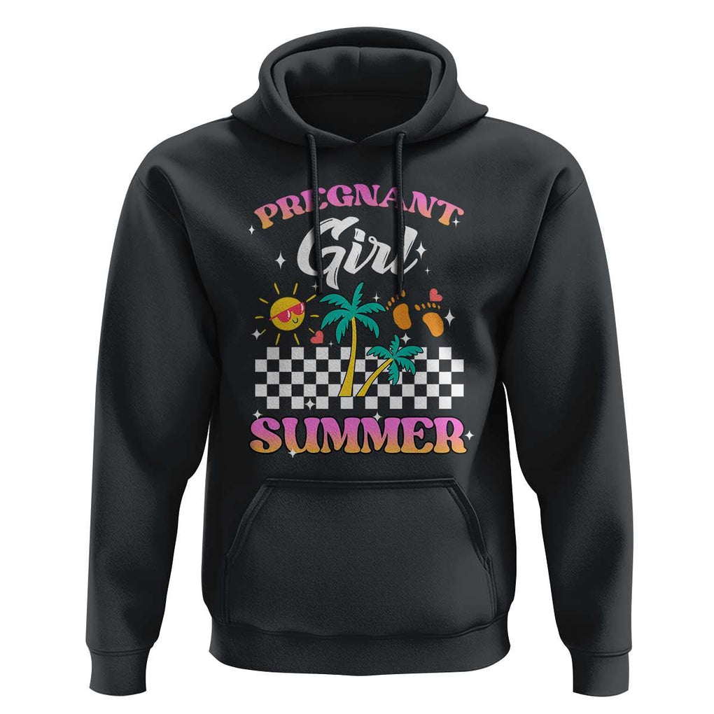 Pregnant Girl Summer Hoodie Funny Baby Announcement Retro Vintage TS02 Black Print Your Wear