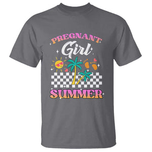 Pregnant Girl Summer T Shirt Funny Baby Announcement Retro Vintage TS02 Charcoal Print Your Wear