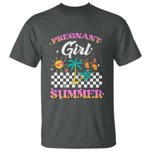 Pregnant Girl Summer T Shirt Funny Baby Announcement Retro Vintage TS02 Dark Heather Print Your Wear