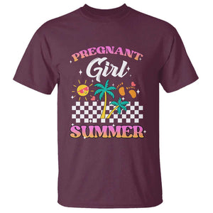 Pregnant Girl Summer T Shirt Funny Baby Announcement Retro Vintage TS02 Maroon Print Your Wear