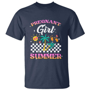 Pregnant Girl Summer T Shirt Funny Baby Announcement Retro Vintage TS02 Navy Print Your Wear