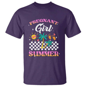 Pregnant Girl Summer T Shirt Funny Baby Announcement Retro Vintage TS02 Purple Print Your Wear