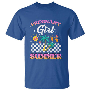 Pregnant Girl Summer T Shirt Funny Baby Announcement Retro Vintage TS02 Royal Blue Print Your Wear