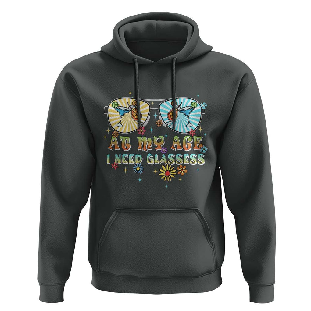 Funny Drinking Hoodie At My Age I Need Glasses Retro Vinatge TS02 Dark Heather Print Your Wear