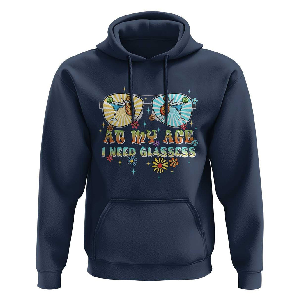 Funny Drinking Hoodie At My Age I Need Glasses Retro Vinatge TS02 Navy Print Your Wear