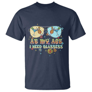 Funny Drinking T Shirt At My Age I Need Glasses Retro Vinatge TS02 Navy Print Your Wear