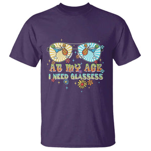 Funny Drinking T Shirt At My Age I Need Glasses Retro Vinatge TS02 Purple Print Your Wear