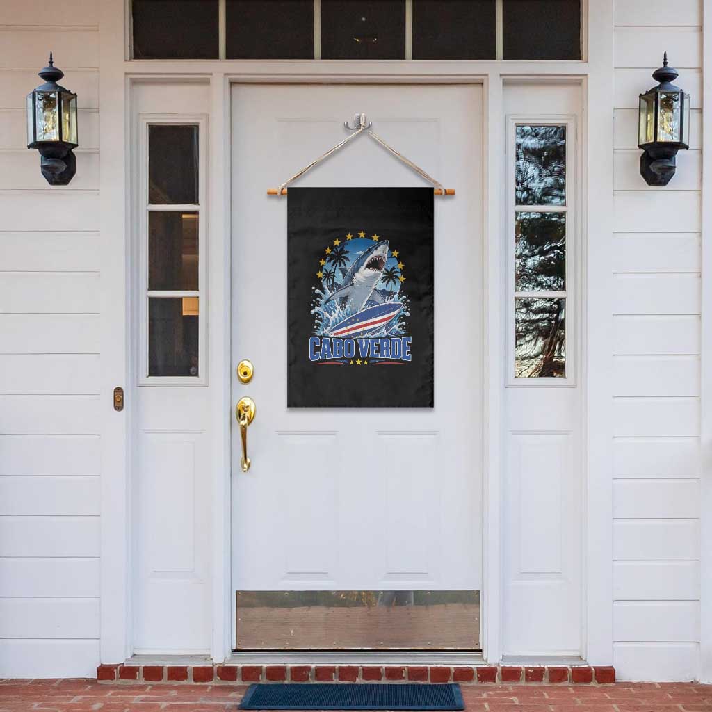 Cabo Verde Surfing Blue Shark Surfboard Garden Flag Cape Verde Flag Tropical Ocean Wave TS02 Print Your Wear