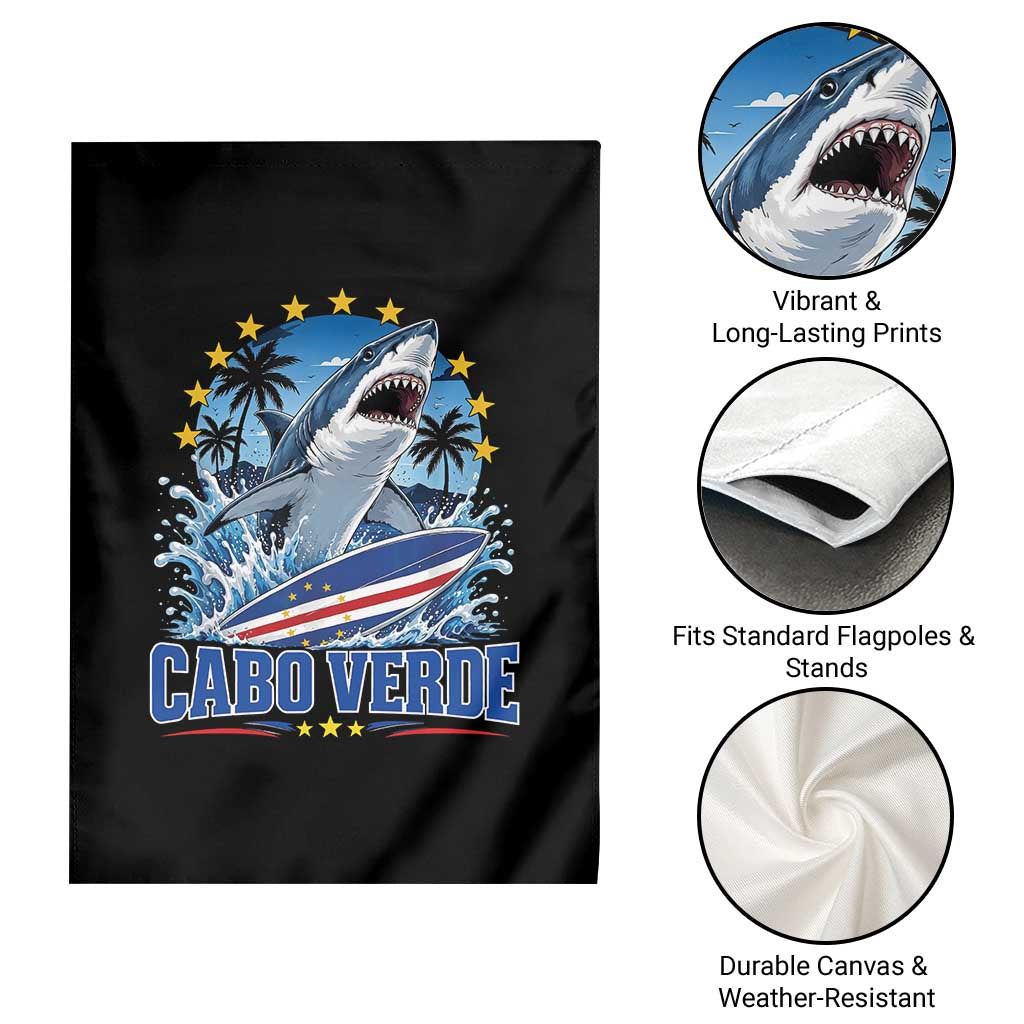 Cabo Verde Surfing Blue Shark Surfboard Garden Flag Cape Verde Flag Tropical Ocean Wave TS02 Print Your Wear