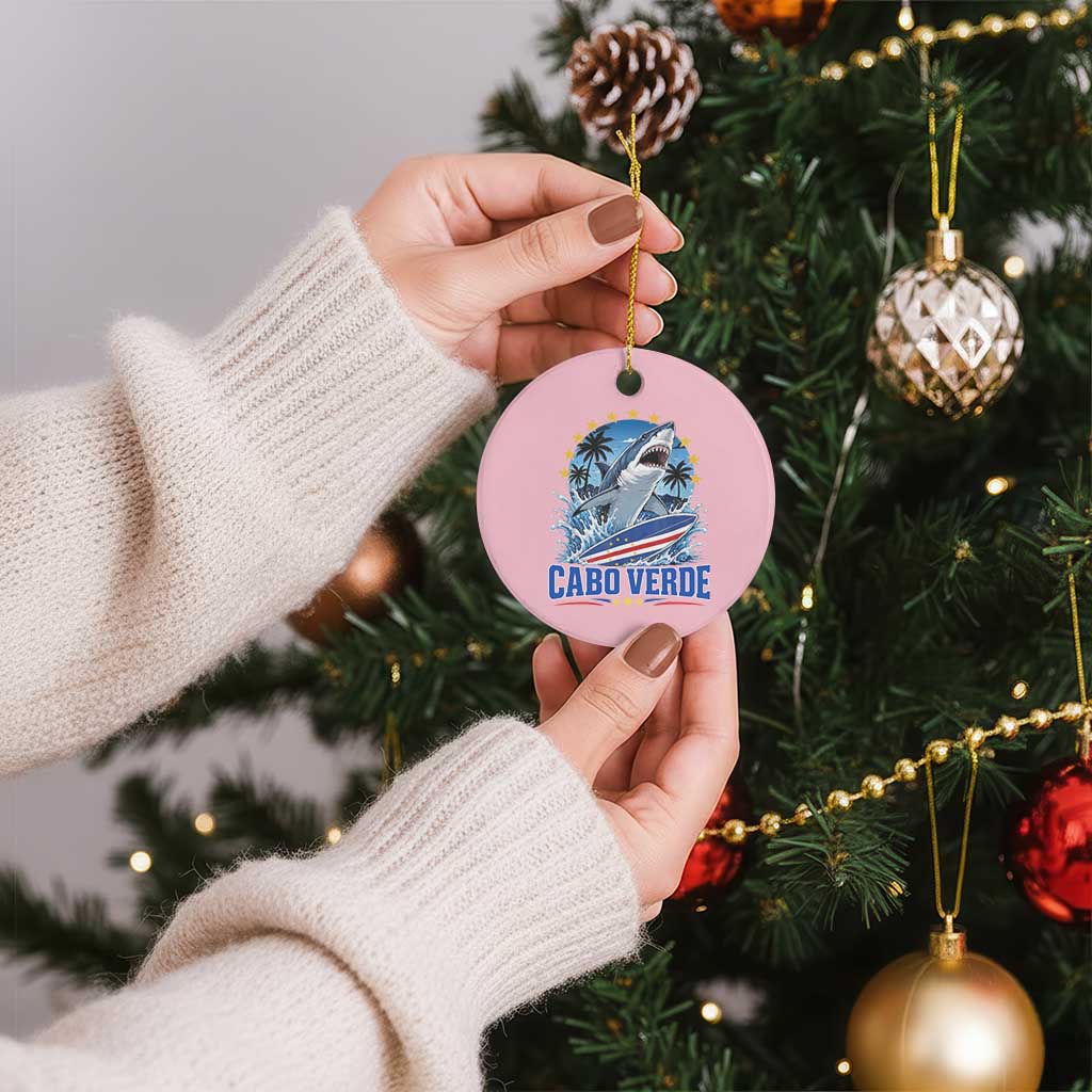 Cabo Verde Surfing Blue Shark Surfboard Ceramic Ornament Cape Verde Flag Tropical Ocean Wave TS02 1pc Light Pink Print Your Wear