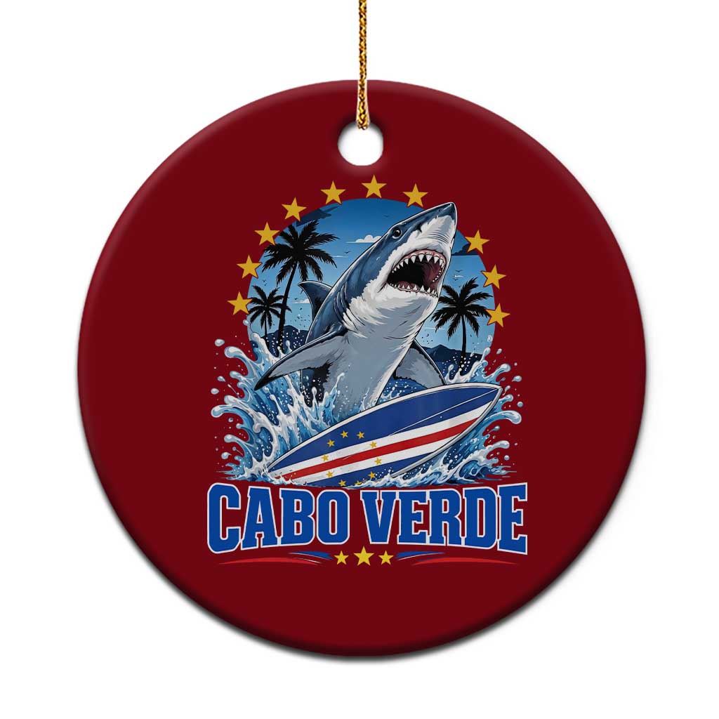 Cabo Verde Surfing Blue Shark Surfboard Ceramic Ornament Cape Verde Flag Tropical Ocean Wave TS02 1pc Red Print Your Wear