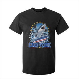 Cabo Verde Surfing Blue Shark Surfboard T Shirt For Kid Cape Verde Flag Tropical Ocean Wave TS02 Black Print Your Wear