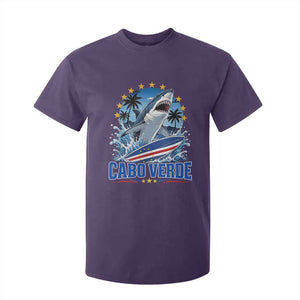 Cabo Verde Surfing Blue Shark Surfboard T Shirt For Kid Cape Verde Flag Tropical Ocean Wave TS02 Purple Print Your Wear