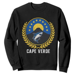 Cape Verde Volcano Blue Sharks Gold Laurel Crest Graphic Sweatshirt Retro Cabo Verde Heritage Pride TS02 Black Print Your Wear