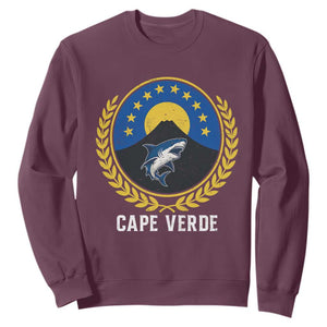 Cape Verde Volcano Blue Sharks Gold Laurel Crest Graphic Sweatshirt Retro Cabo Verde Heritage Pride TS02 Maroon Print Your Wear