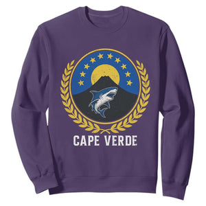 Cape Verde Volcano Blue Sharks Gold Laurel Crest Graphic Sweatshirt Retro Cabo Verde Heritage Pride TS02 Purple Print Your Wear