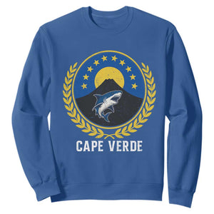 Cape Verde Volcano Blue Sharks Gold Laurel Crest Graphic Sweatshirt Retro Cabo Verde Heritage Pride TS02 Royal Blue Print Your Wear