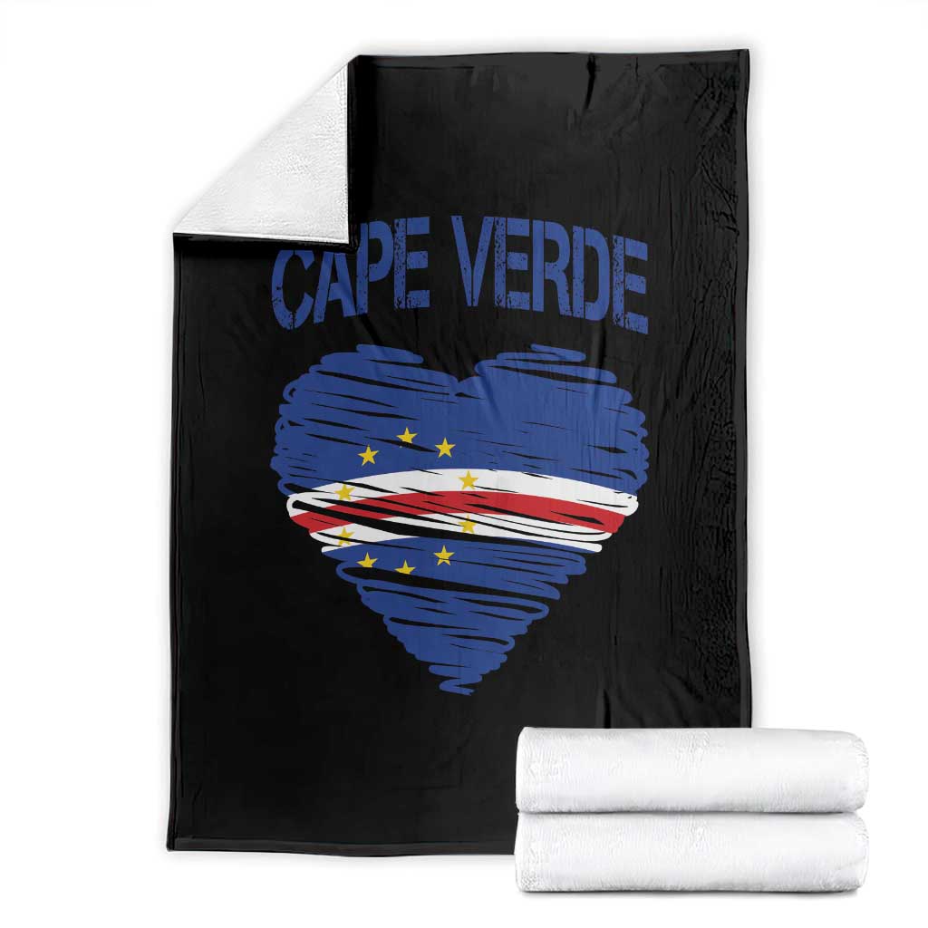 Cape Verde Scribble Flag Heart National Pride Throw Blanket Cabo Verde Love TS02 Black Print Your Wear