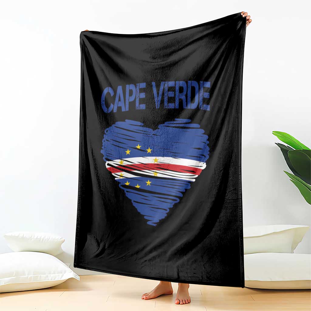 Cape Verde Scribble Flag Heart National Pride Throw Blanket Cabo Verde Love TS02 Print Your Wear