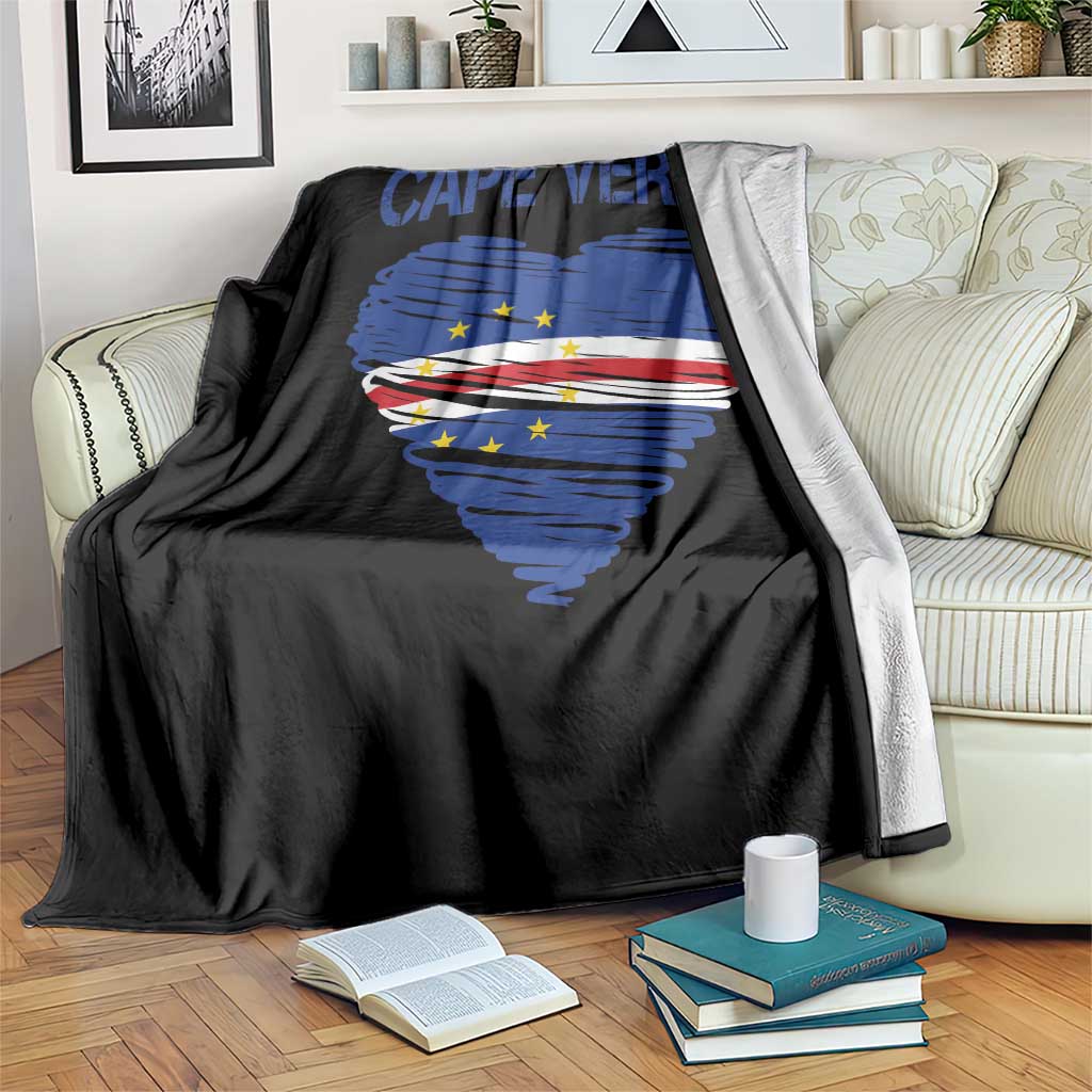 Cape Verde Scribble Flag Heart National Pride Throw Blanket Cabo Verde Love TS02 Print Your Wear